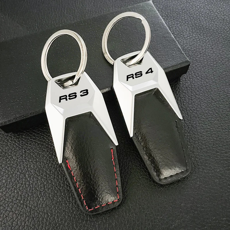 Zinc Alloy Leather Car Key Ring Keychain for Audi RS3 RS4 RS5 RS6 RS7 TT RS Q3 Q8 SQ8 SQ7 SQ5 TTS Ca