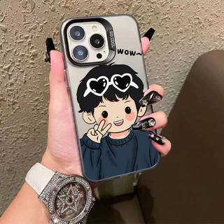 คู่รักการ์ตูนน่ารักเด็กผู้ชายโทรศัพท์นิ่ม เคส IPhone17 13 16 15 11 14 12 Pro Max 7Plus 15 16 8 14 Plus XR XS Max SE 2020
