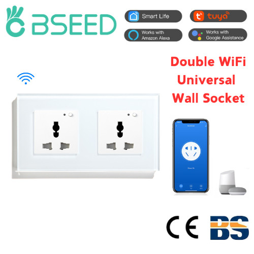 Bseed WiFi สมาร์ทซ็อกเก็ต Universal Wall Socket WiFi Wall Socket สําหรับ Home Automation แก้วคริสตัลแผง Tuya สมาร์ทชีวิตควบคุมเสียง Alexa Google Home