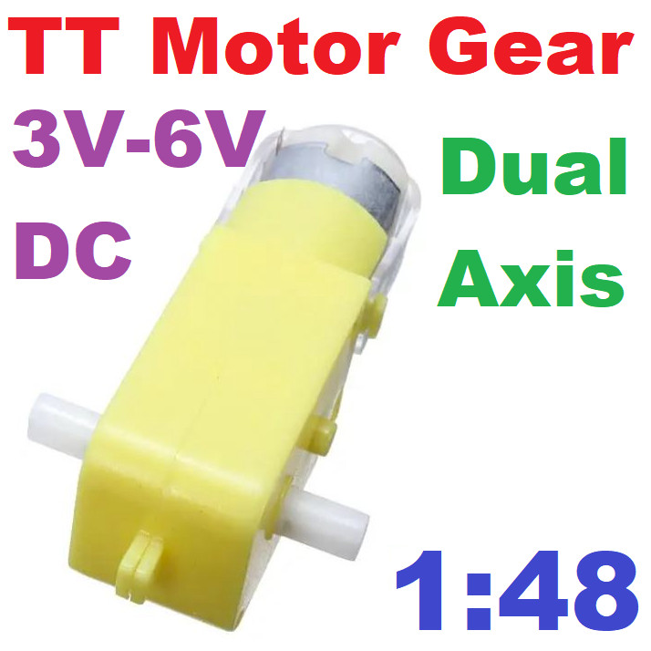 มอเตอร์เกียร์ทดรอบ DC 3V-6V 1:48 มีแกนเพลา 2 ข้าง Gear Motor Plastic Gear TT Motor For Intelligent C