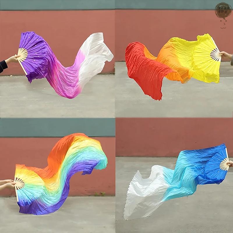 [GR] ขวามือ 150 ซม.ความยาวพัดลมเต้นรําขายร้อน Ms.Belly Gradient สี Dancer Practice ยาวเลียนแบบ Dance Props แฟนผ้าไหม TH