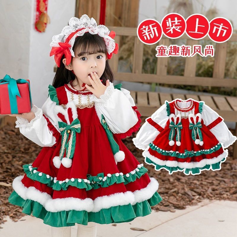 [อาเรีย] คริสต์มาส โลลิต้า 2024 พระราชวังสไตล์ใหม่ โลลิต้า ชุดเจ้าหญิงปีใหม่ชุดปีใหม่สาวชุด