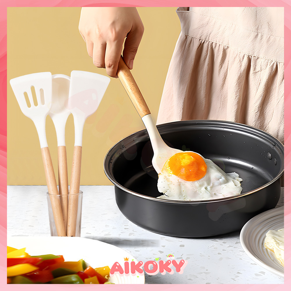 AIKOKY ชุดอุปกรณ์ทำอาหาร 3 ชิ้น ตะหลิว ชุดเครื่องครัว ตะหลิวเกรดอาหารทนความร้อนสูง อุปกรณ์ครัว ราคา ถูกที่สุด ดีลบีเคเค