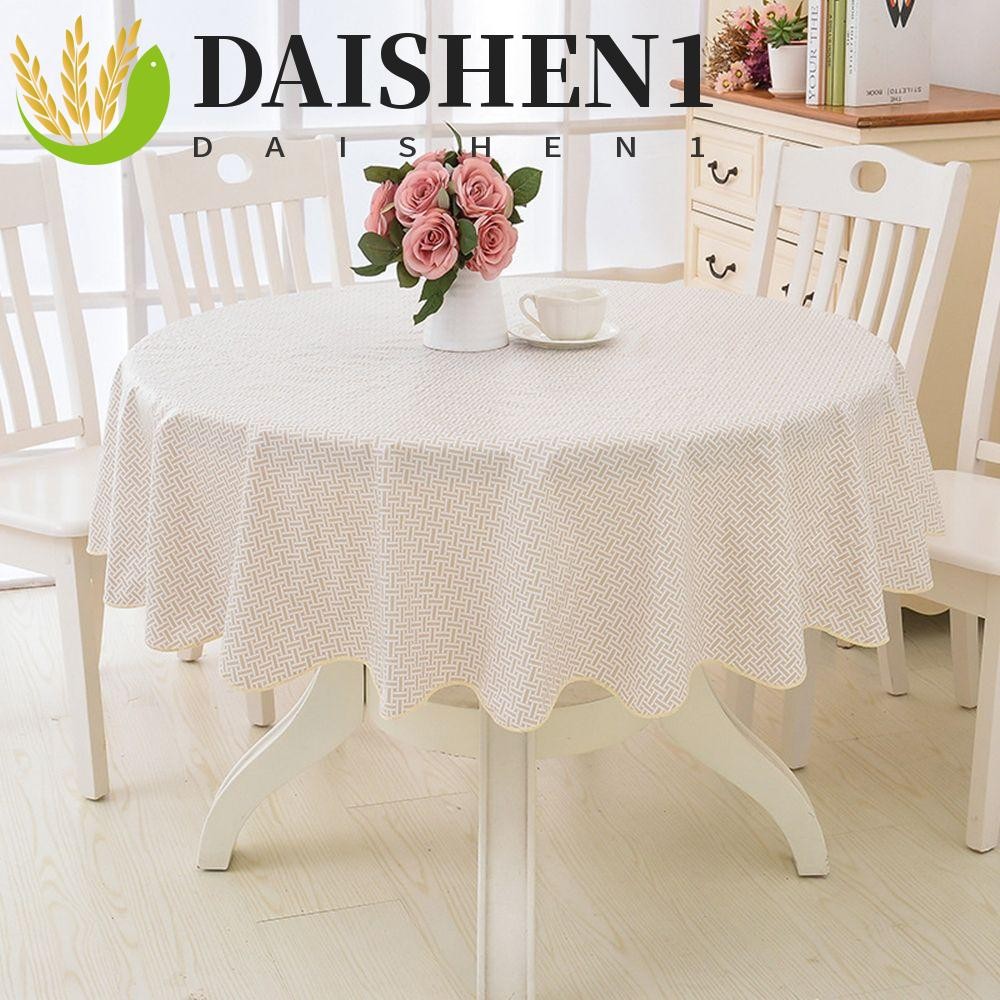 Daishen1 ผ้าปูโต๊ะดอกไม้สไตล์หรูหรารอบโต๊ะรับประทานอาหารผ้ากันน้ําเช็ดทําความสะอาดตกแต่งบ้าน ราคา ถูกที่สุด ดีลบีเคเค