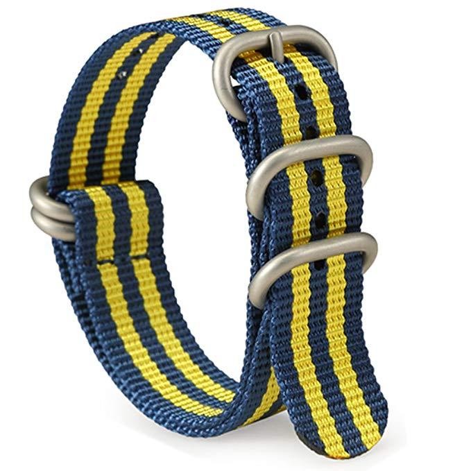 สาย Zulu สีเหลือง 18 มม. สายนาฬิกา Nato หนา 20 มม. สายไนลอน 22 มม. สายนาฬิกาเปลี่ยน 24 มม. Cordura Band