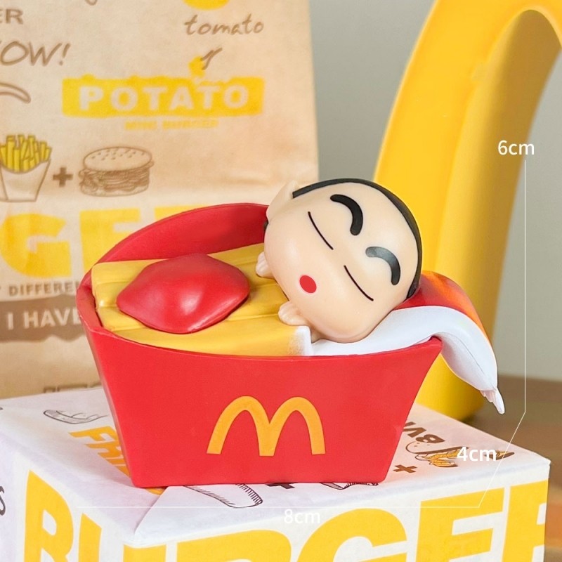 6 ซม.อะนิเมะ Crayon Shin-chan French Fries รุ่น Kawaii รูป PVC ตุ๊กตาของเล่นสะสมเครื่องประดับสําหรับเด็กของขวัญวันเกิด