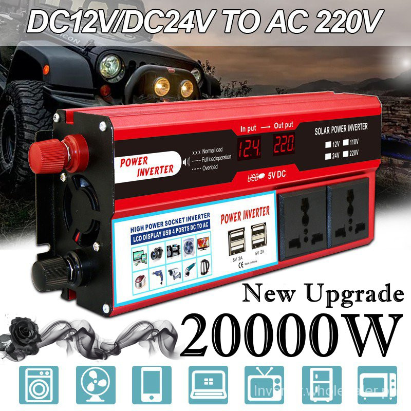 จัดส่งที่รวดเร็ว 20000W เพียวไซน์เวฟอินเวอร์เตอร์รถอินเวอร์เตอร์พลังงานแสงอาทิตย์อินเวอร์เตอร์ hybrid inverter 12v to 220v inverter pure sine wave LCD สมาร์ทจอแสดงผลดิจิตอลเพาเวอร์อินเวอร์เตอร์อินเตอร์เฟซUSBตัวแปลงแรงดันไฟฟ้าอะแดปเตอร์หม้อแปลงพลังงานสูง