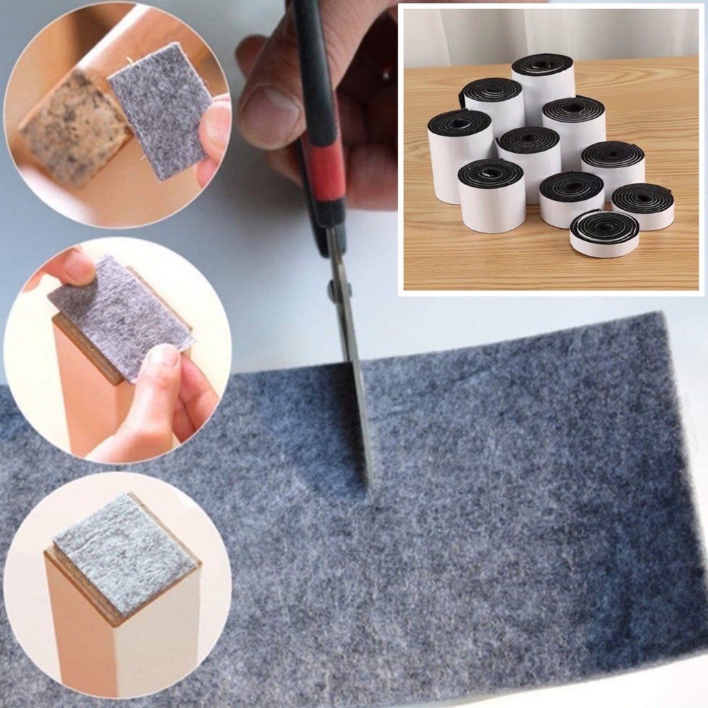 ⚡ เทป สักหลาด ผ้าสักหลาด แบบม้วน กาวในตัว เก็บเสียง ซับน้ำ ลดแรงกระแทรก รองขาเก้าอี้ โต๊ะ โซฟา รุ่นอัพเกรด ติดกว่าปกติ ⚡