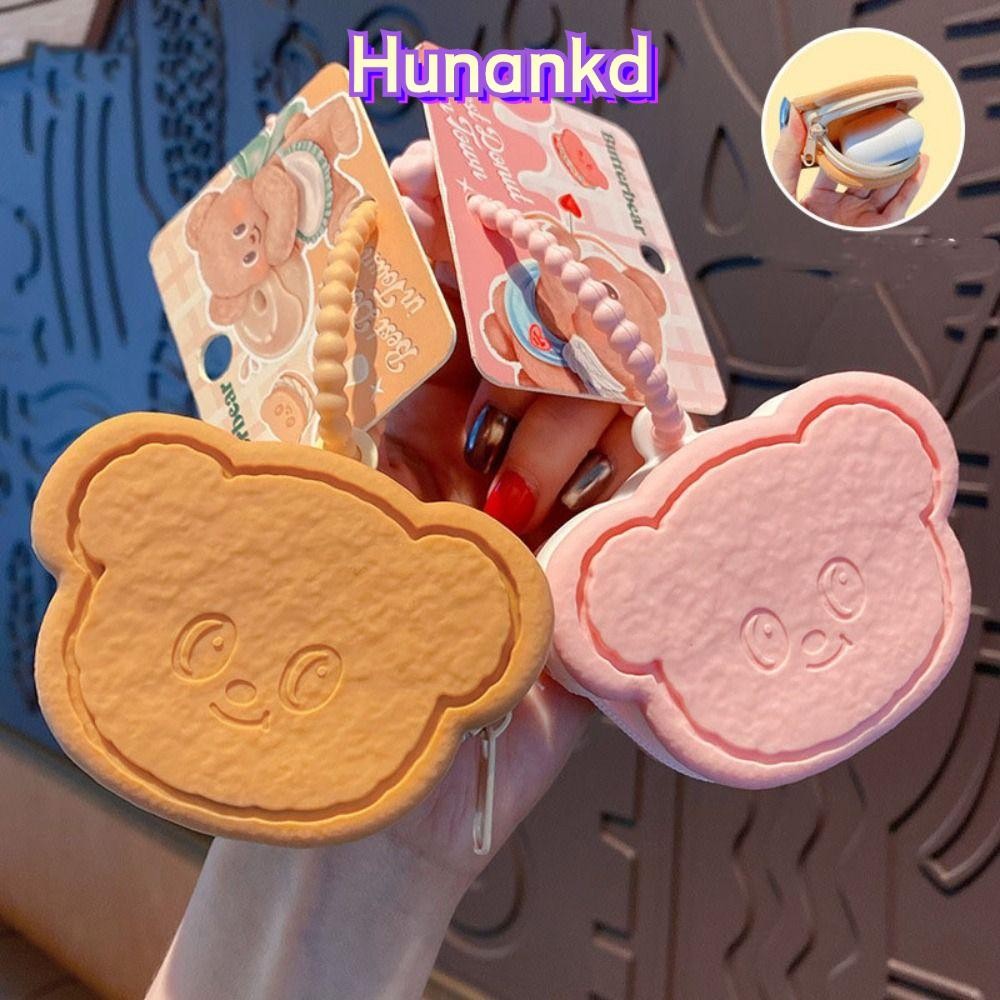 Hunank กระเป๋าใส่เหรียญแบบคล้องมือลายหมีเนย กระเป๋าใส่เหรียญเนยหมีสร้างสรรค์น่ารัก