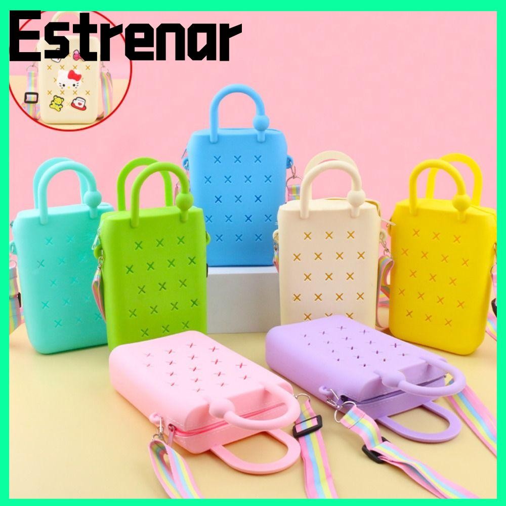 Estrenar Beach Bag, DIY Hole Zipper Hole Tote Bag, Rubber Waterproof Handbag