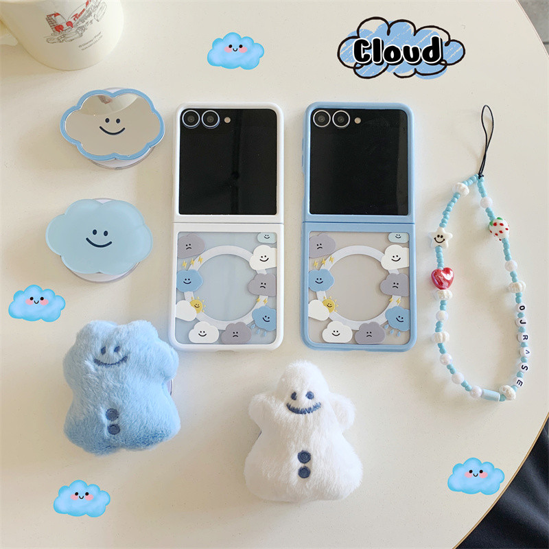 น่ารัก Cloud Magnetic Bracket สร้อยข้อมือเคสโทรศัพท์สําหรับ Samsung Galaxy Z Flip 5 6 Z Flip6 ZFlip 