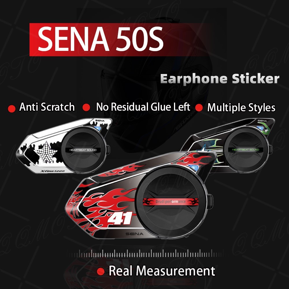 Yสติกเกอร์ป้องกันหูฟังรถจักรยานยนต์สำหรับตกแต่ง sena 50S sena 50S พร้อมรูปลอกชุดหูฟังบลูทูธส่วนบุคคล