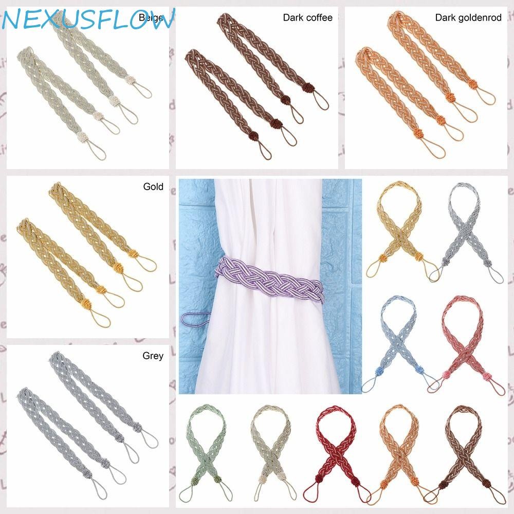 Nexusflow 2 ชิ้น/se สายรัดผ้าม่านถัก, สายรัดหัวเข็มขัดผ้าม่านเชือกถัก, ของขวัญผ้าม่านโพลีเอสเตอร์คลาสสิกเรียบง่ายทนทาน