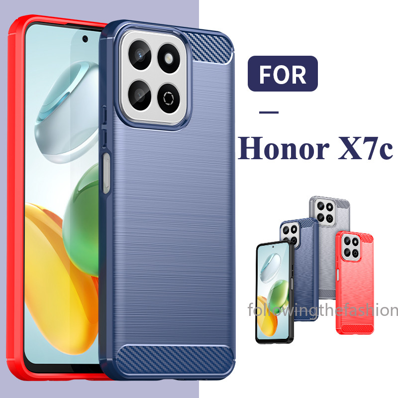 ปลอกสําหรับ Honor X7c 4G X7 C 2024 เคสโทรศัพท์เกราะคาร์บอนไฟเบอร์ TPU ปลอกซิลิโคนอ่อนนุ่มแฟชั่นป้องกันกันกระแทกฝาหลัง