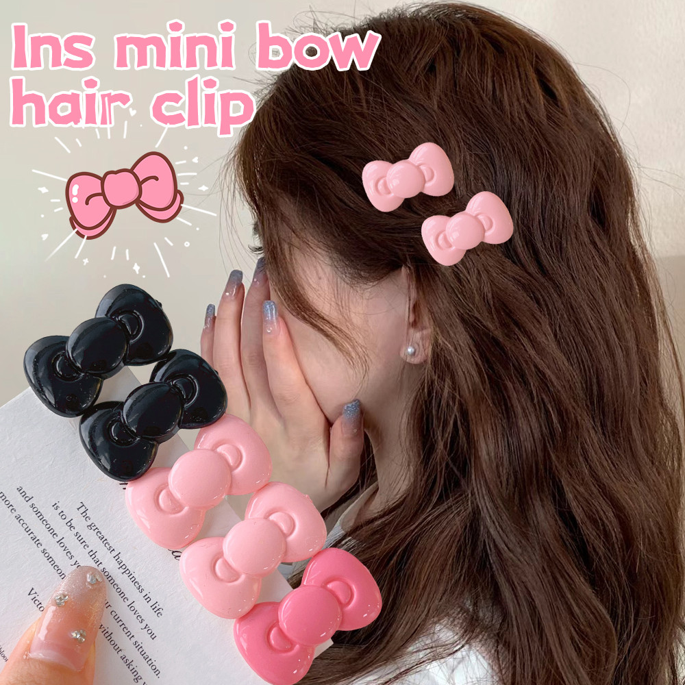 Kawaii Sanrio Bow Hairpin Hello Kittys Hairpin-สําหรับอุปกรณ์เสริมผม-แฟชั่นRetro Headwear-พลาสติก,การ์ตูน,สีสัน-น่ารักสาวหัวใจคลิปด้านข้างBangs