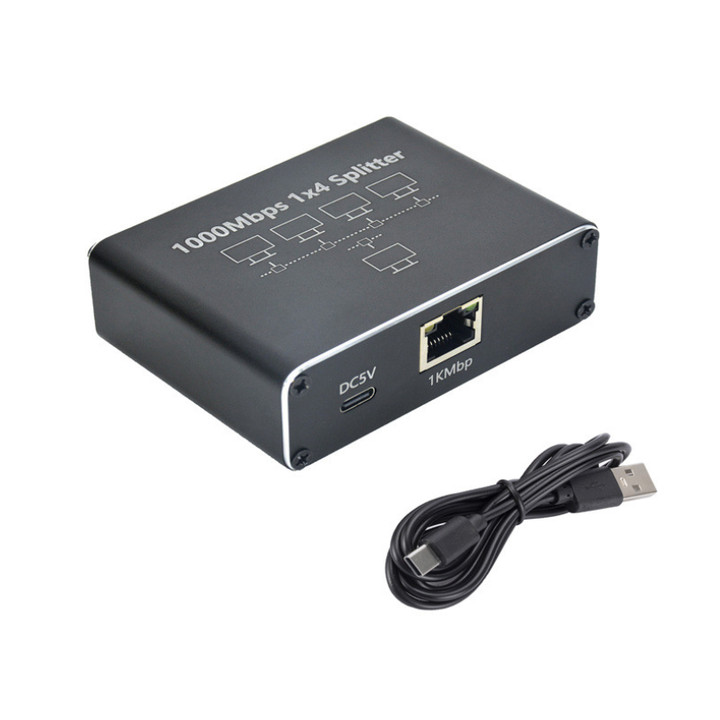 สวิตช์อีเธอร์เน็ต 1 ถึง 4 ความเร็วสูง RJ45 1000Mbps ตัวแปลงสวิตช์เครือข่ายตัวแยกอีเธอร์เน็ตสําหรับพีซีแล็ปท็อปเราเตอร์กล้องวงจรปิดกล่องรับสัญญาณ