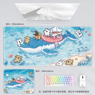 Line Puppy Paradise แผ่นรองเมาส์สีสันสดใสขนาดใหญ่สาว Office Soft Pad ins แป้นพิมพ์คอมพิวเตอร์แล็ปท็อป Pad Creative Anti-slip Play Puppy Garden ดอกไม้ Ocean รูปแบบ