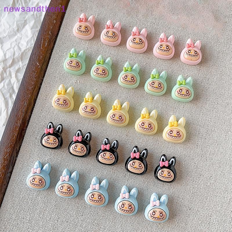 Newsandthen1 5pcs เรซิ่นที่มีสีสันกระต่ายหัวเล็บ Ch Kawaii เรซิ่นตกแต่งเล็บ DIY Kawaii อุปกรณ์เสริมเล็บอะไหล่ Nice