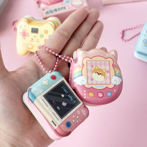 การ์ตูนเครื่องเกมรูปร่างโน๊ตบุ๊คพวงกุญแจแบบพกพาเหนียวข้อความบีบอัดหนังสือนักเรียนกระเป๋า สมุดบันทึก เครื่องเขียน