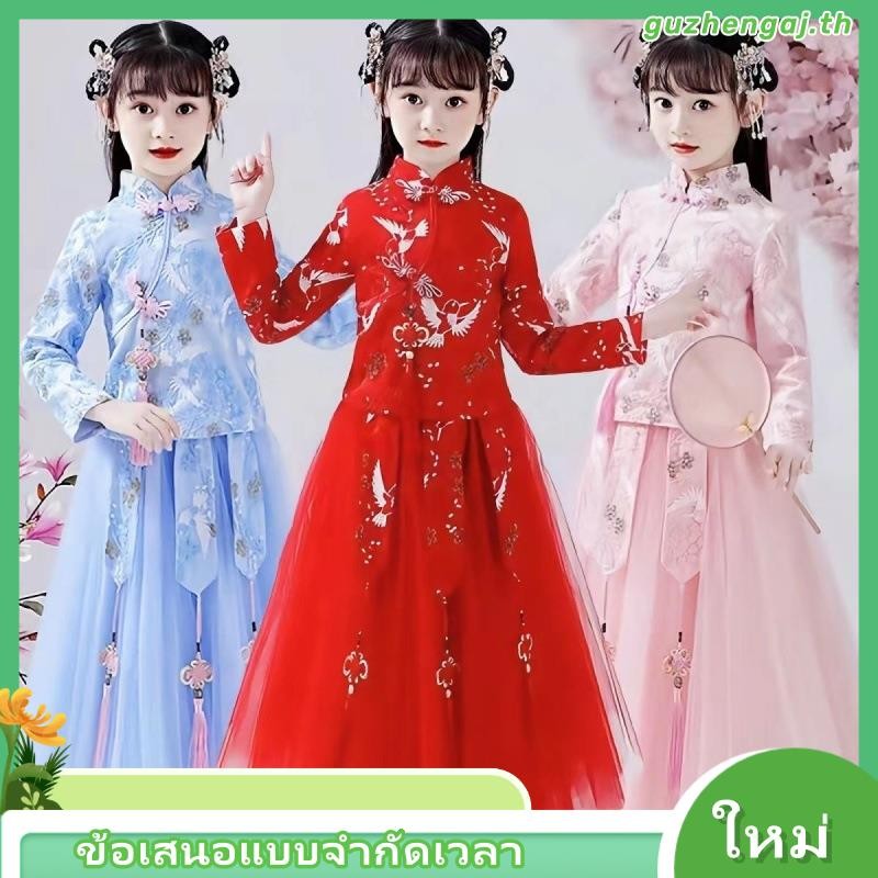 ฮันฟู ผู้ชายผู้หญิงชุดฤดูใบไม้ร่วงแขนยาวสไตล์จีนสไตล์ใหม่เด็กเครื่องแต่งกายโบราณ สุด ๆ นางฟ้า ชุดเจ้าหญิงเสื้อผ้าฤดูใบไม้ร่วง