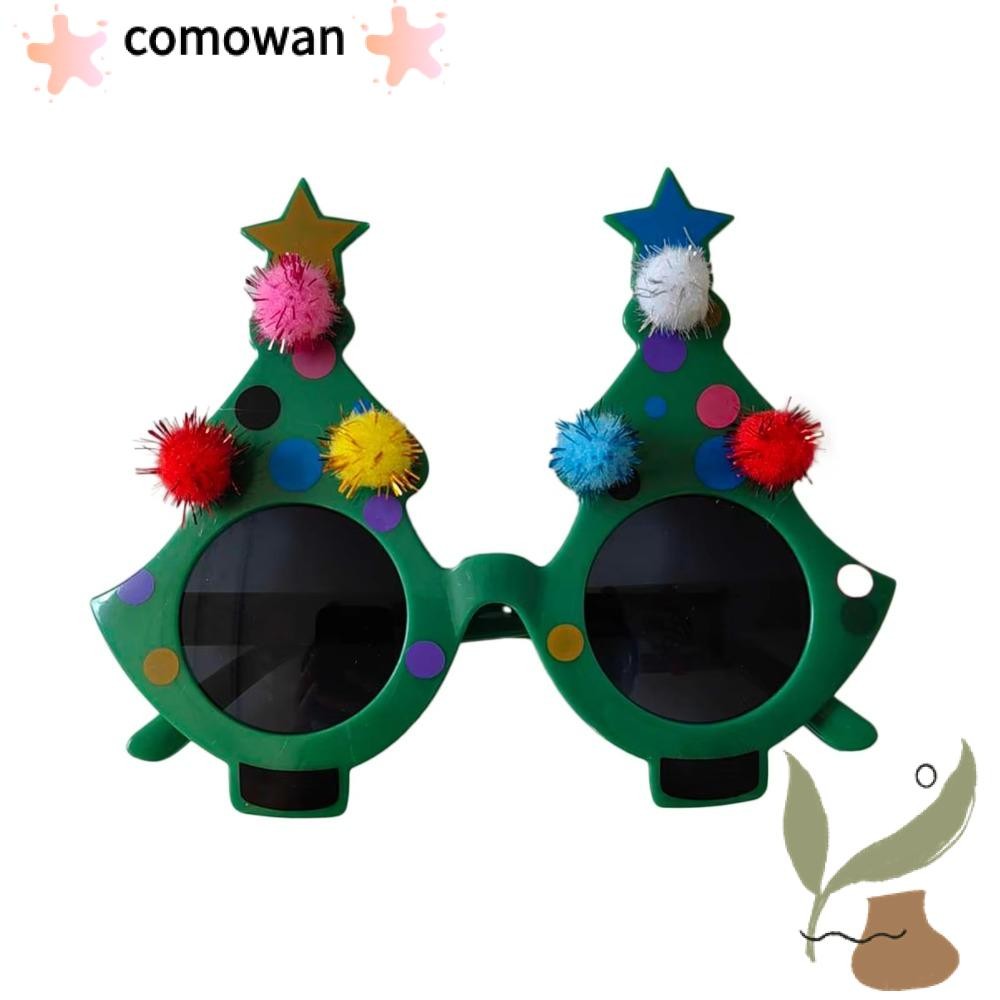 Comowan Christmas Party แว่นตา, Photo Prop ตลกต้นคริสต์มาสแว่นตาแว่นตากันแดด, Creative Christmas Tree Shape พลาสติก Happy Birthday Party โปรดปรานอุปกรณ์สําหรับปี