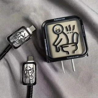 บุคลิกภาพรูปแบบน่ารัก DIY 18w/20w Charger Protector ชุด Charger Case Cable Protector สําหรับ iPhone11 12 13 14 15 16pro max