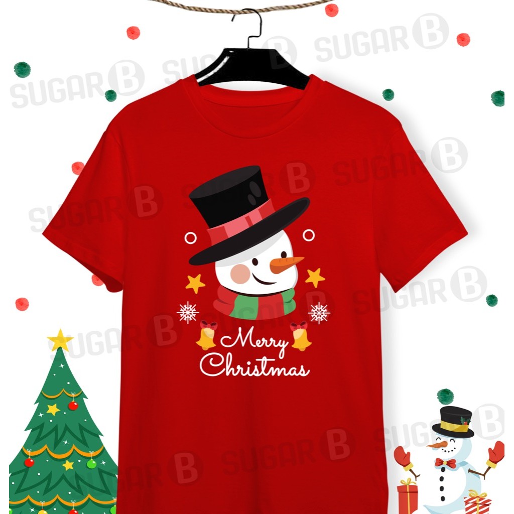 เสื้อยืดปีใหม่ เสื้อคริสมาสต์ Happy New Year & Merry Christmas มีสีแดงและเขียว ผ้า Cotton ใส่สบาย สีสันสดใส ลายน่ารัก