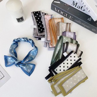 ผ้าพันคอไหมลายจุดสีลูกกวาดยาวผ้าพันคอขนาดเล็กสดทุกการแข่งขัน