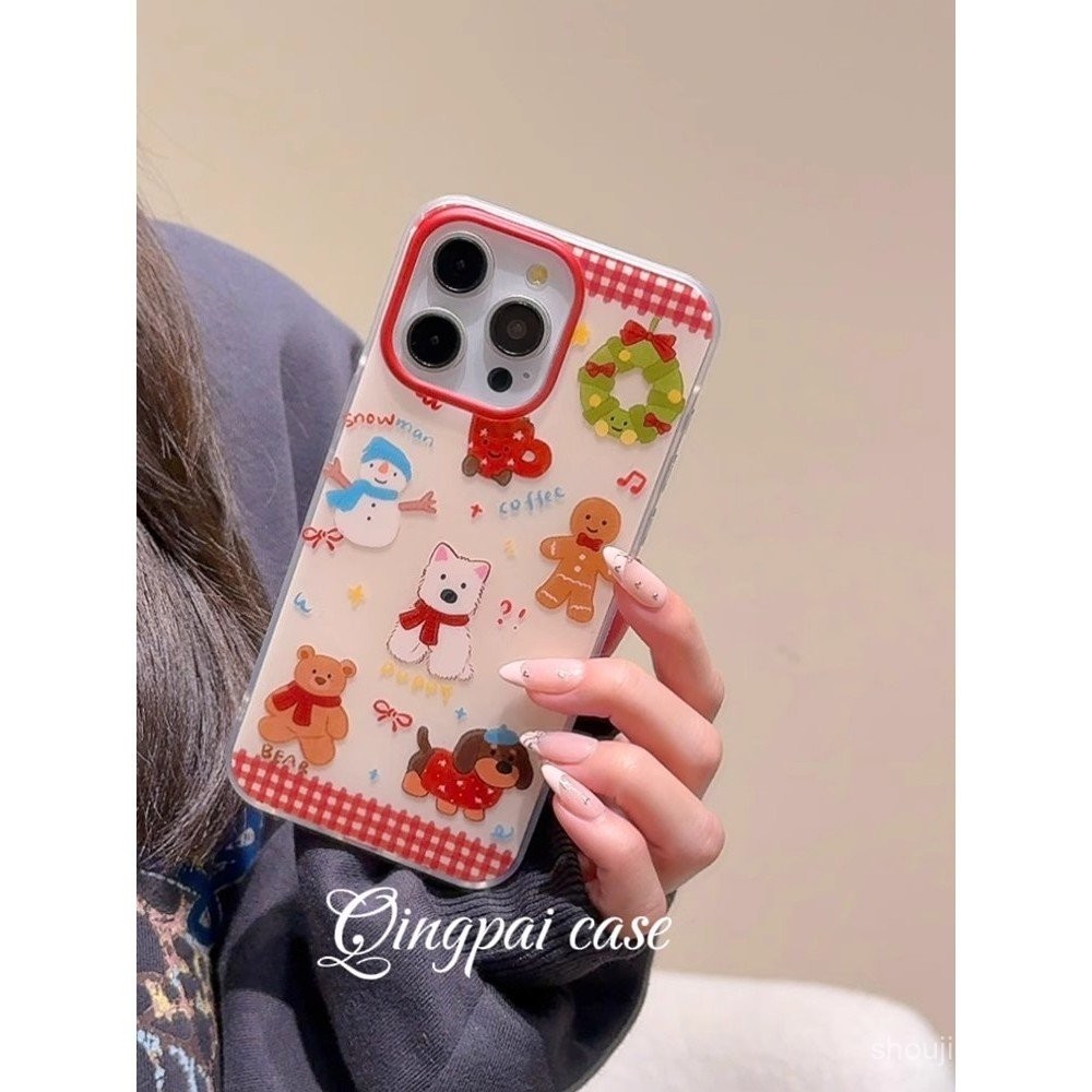การ์ตูนคริสต์มาสเค้กคนเคสโทรศัพท์16สำหรับ iPhone 15 13 11 14 12 PRO MAX 7 8 PLUS se2020 x XS MAX XR v7os