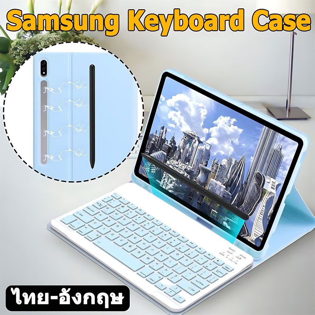 ( keyboard ) เคสคีย์บอร์ด samsung Galaxy Tab S6lite S7 S8 S9 S10+ S7FE S9FE S9FE+ A7 A7lite A8 A9 A9+ กรณีแป้นพิมพ์สําหรับ samsung Galaxy Tab S8+ S9+ S7+ S8Ultra S9Ultra