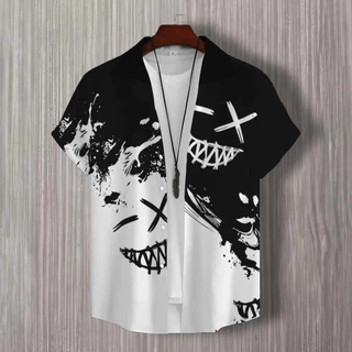 3d Patchwork พิมพ์เสื้อแขนสั้นแฟชั่น Mens Daily Casual Man เสื้อผ้าขนาดใหญ่เสื้อฮาวายสําหรับชาย Top