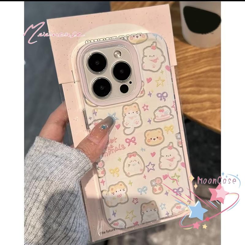 น่ารัก คิตตี้ เคสคู่ เคสไอโฟน11สำหรับ เคส IPhone 13 14 12 15 11 16 Pro Max X XR XS Max 7 8 Plus SE 2020 โปร่งใส เคส