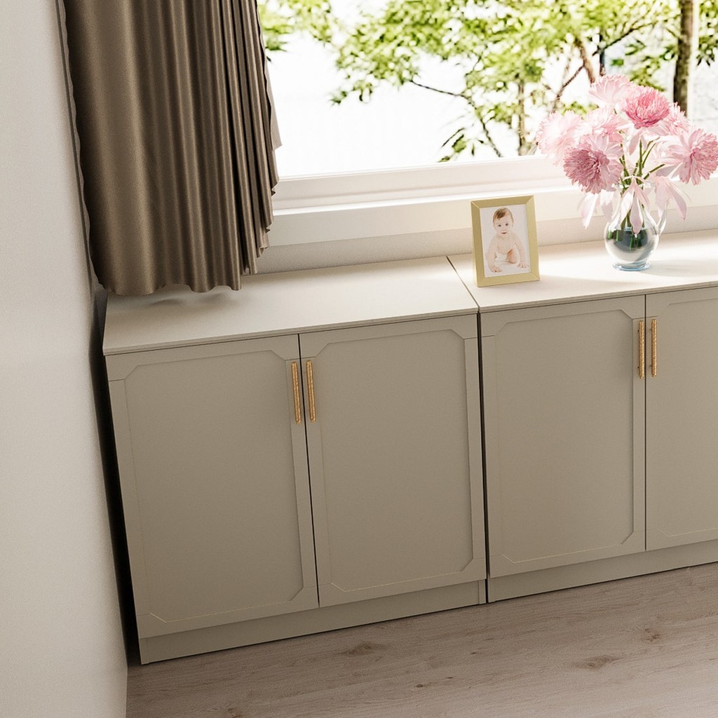 SB Design Square ตู้เตี้ยบานเปิดขนาด 80 ซม.รุ่น Quinn สีเทาอ่อน (80x40x80 ซม.) แบรนด์ SB FURNITURE