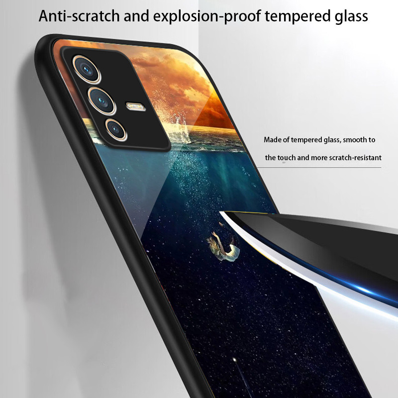 เคสกระจก VIVO V23 5g V23pro 5g เคสกระจกนิรภัยฮาร์ดฝาหลังขอบซิลิคอนอ่อน ราคา ถูกที่สุด ดีลบีเคเค แกลเลอรีภาพที่ 9
