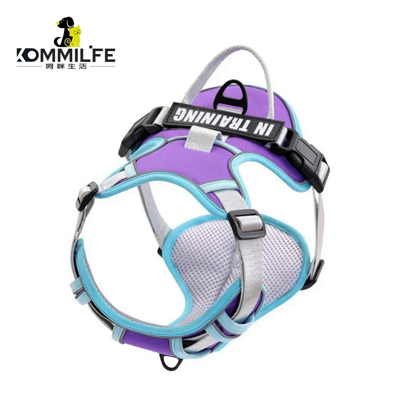 Nylon Adjustable Dog Harness Personalized Dog Harness Vest Reflective Breathable Pet Harness Leash F