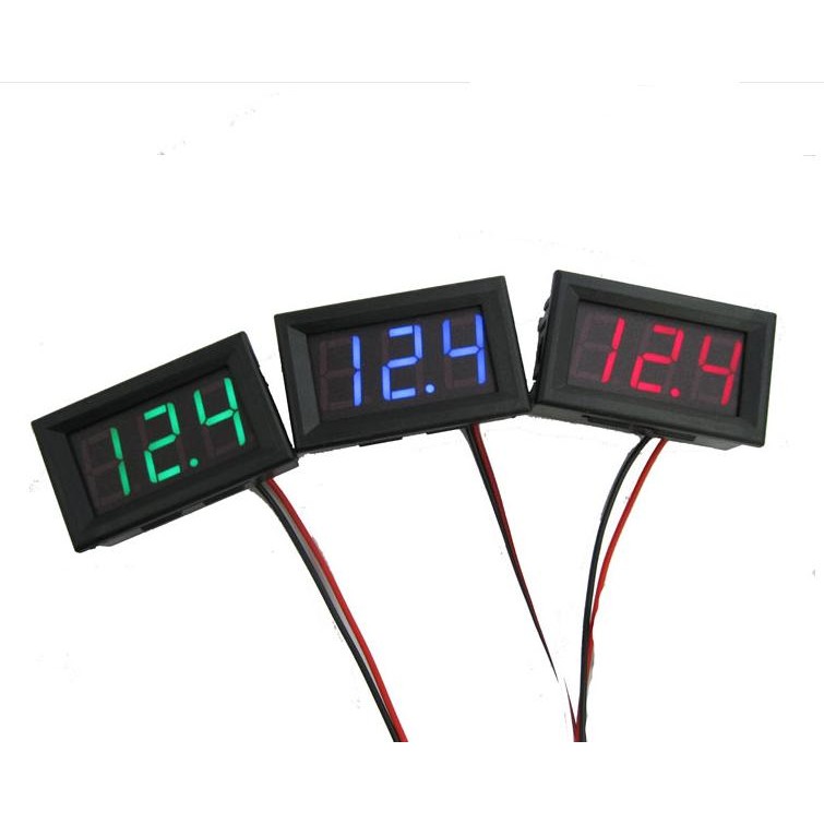 Bbth DC 0-30V 3 สาย LED แผงจอแสดงผลดิจิตอลโวลต์มิเตอร์แรงดันไฟฟ้าโวลต์มิเตอร์มอเตอร์รถยนต์ Vary