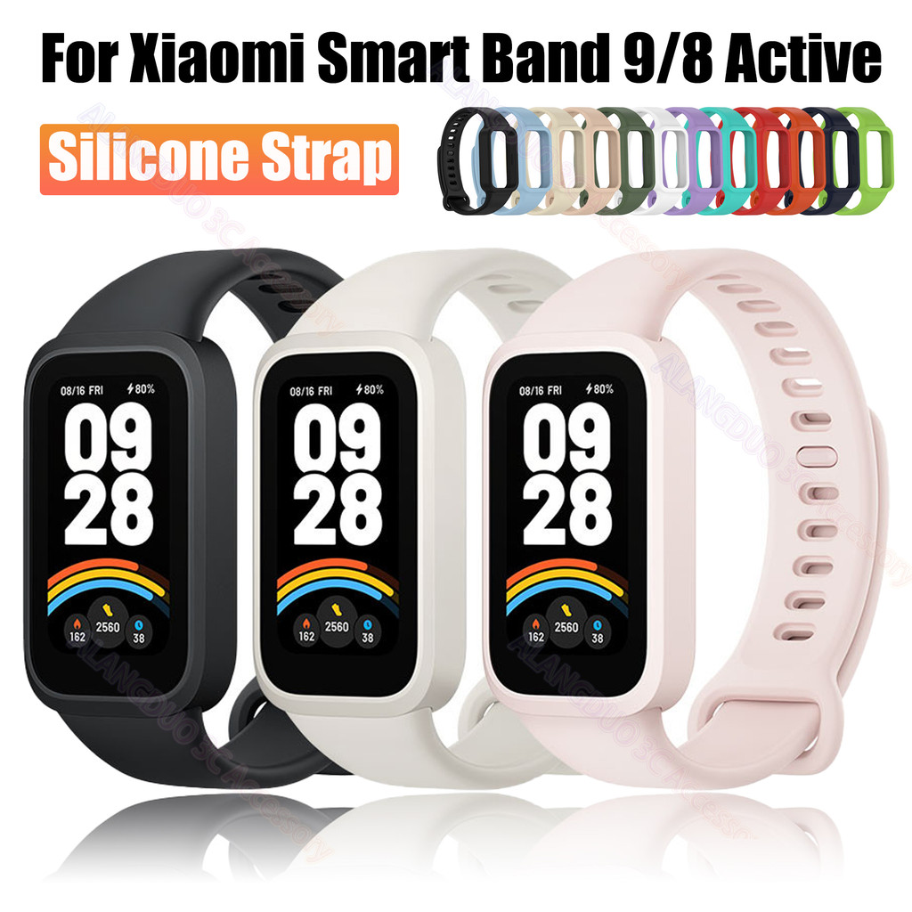 สายรัดซิลิโคนสําหรับ Xiaomi Smart Band 9 8 Active สายรัดข้อมือเปลี่ยนเข็มขัดสายรัด Mi Band 9 8 Active Soft TPU Watchband สร้อยข้อมือ
