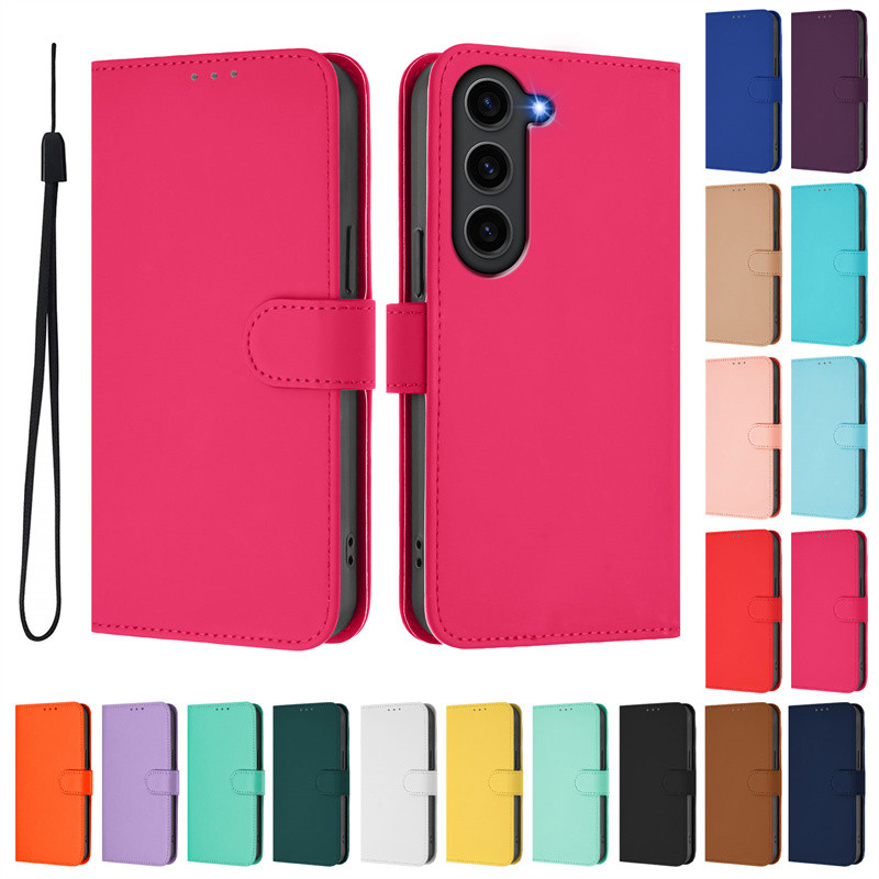 หรูหราสําหรับ Samsung Galaxy S23 FE 5G S23 Ultra S21 FE S23 Plus S23 + Slim กระเป๋าสตางค์ช่องใส่การ์ดหนังนุ่มพลิกผิวป้องกันขาตั้งกรณี