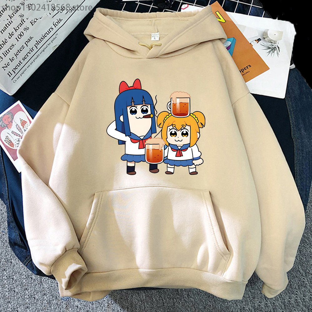 มังงะ Pop Team Epic Hoodies Popuko และ Pipimi เสื้อผู้ชาย Harajuku การ์ตูน Streetwear