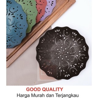 LJR Harga Paket 1 lusin 12 pcs Piring Rotan Plastik new MOTIF BUNGA 21 cm