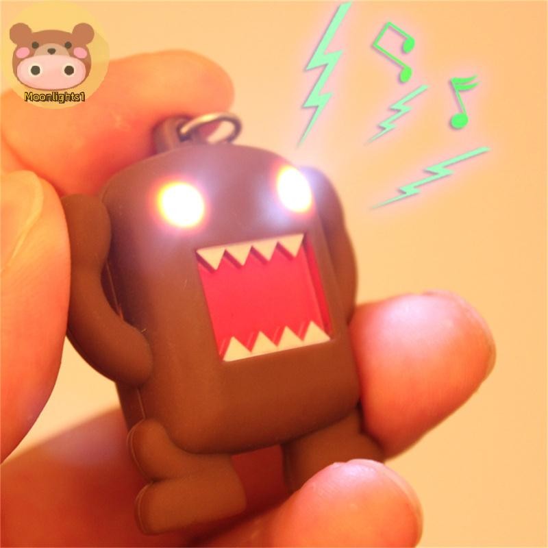 แสงจันทร์1 เจ๋งมาก !!! Ultra Bright LED น่ารัก Mini Domo kun Action Figure ของเล่น LED ไฟฉายพวงกุญแจเสียงพวงกุญแจเด็กของขวัญ EN