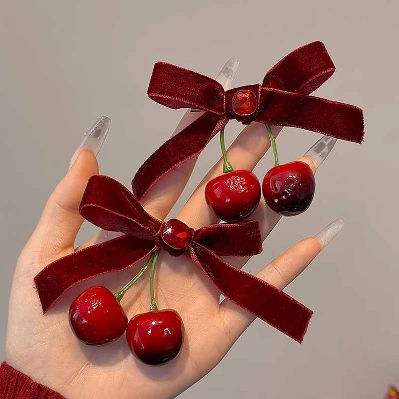 ฤดูหนาวบรรยากาศเชอร์รี่โบว์ผมหักคลิป ใบเรียกเก็บเงินเป็ด