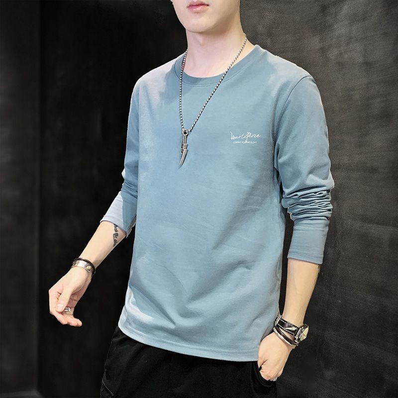 长袖t恤男2023年新款薄款纯棉透气打底衫春秋款上衣男士衣服潮长TLong sleeved T-shirt men's 2023 new thin pure20241118