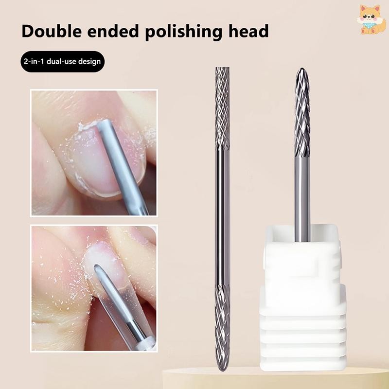 [VI] Double Heads Tungsten Carbid Nail Drill Bits เครื่องมือทําเล็บไฟฟ้า 2 In 1 Milling Cutter สําหร