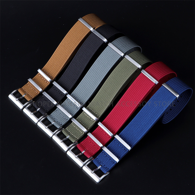 Universal ผ้าใบไนลอน NATO นาฬิกา 18 มม.20 มม.22 มม.สไตล์ทหาร One Loop กีฬาผ้าสร้อยข้อมือผู้ชายผู้หญิงสายรัดข้อมืออุปกรณ์เสริม