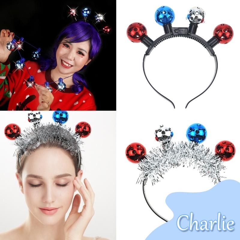 Char Christmas LED Hair Hoop with Disco Tinsels Shape Adult Stying Hairband