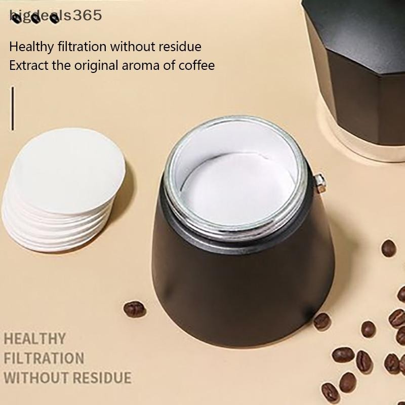 [bigdeals365] กระดาษกรองกาแฟ Moka 100 ชิ้น 56 มม. 60 มม. 68 มม. สําหรับเครื่องชงกาแฟเอสเปรสโซสต็อกใหม่