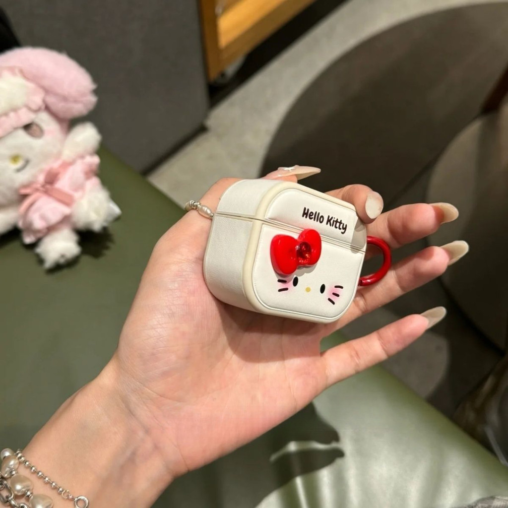 Air Cushion Drum Bag Cat Bow Expression เหมาะสําหรับ Apple airpodspro เคสป้องกัน 4th Generation 3rd Generation 1/2 Generation
