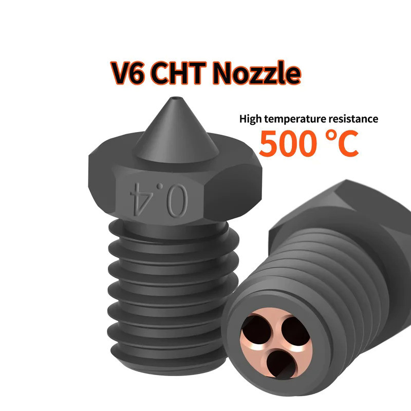 V6 CHT Nozzle Hardened Steel Nozzle High Flow High Temperature 3D Printer Parts V6 Nozzle for Ender 