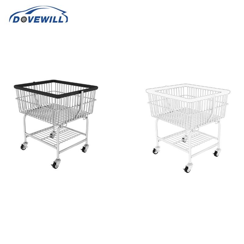 [Dovewill] Rolling Iron Wire Laundry Cart Easy Mobility Wheeled Organizer Dry Rack